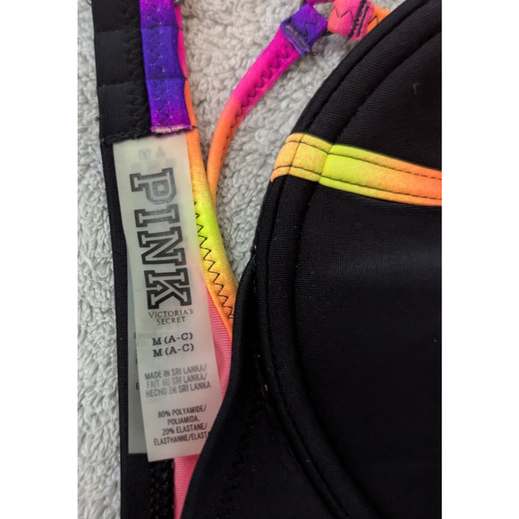 Victoria's Secret PINK sz M A-C Swimsuit Bikini Top Halter underwire 0837 - Picture 3 of 3